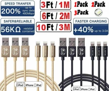 For iPhone 6 7 8 Plus iPhone 11 XR Xs Max 12 Charger USB Cable Cord 3/6/10FT