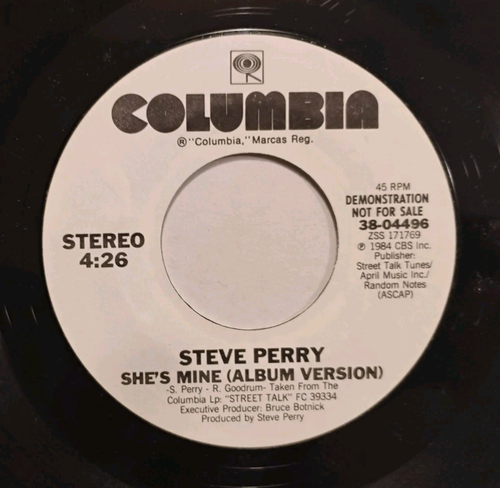 Steve Perry - She's Mine - 1984 7" 45RPM MASTERDISK FREE COMBINE SHIPPING - Picture 3 of 6