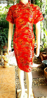 Asia China/Japan Qipao/Geisha-Kleid/Kostüm Cheongsam Rot Gr. 38,40
