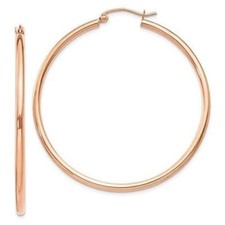 Large Real 14k Rose Gold Filled Womens Round 65mm Hoop Earrings