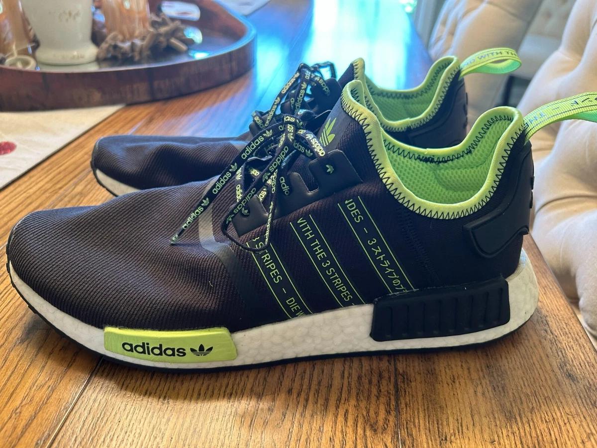 adidas gazelle silver green womens ADIDAS NMD R1 PK Size 12.5 Black Green Splattered Nylon Lace Up Sneake –  Sui Generis Designer Consignment main image 1