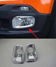 Chrome Front Fog Light Cover Trim for 2015-2018 Jeep Renegade Foglight ABS