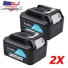 2)12V MAX 6Ah Replace Makita Li-Ion Battery BL1041B BL1040 BL1021 BL1020B BL1015