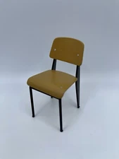 1:12 Scale School Chair, Miniature Mid Century Modern MCM School, Brown Chair