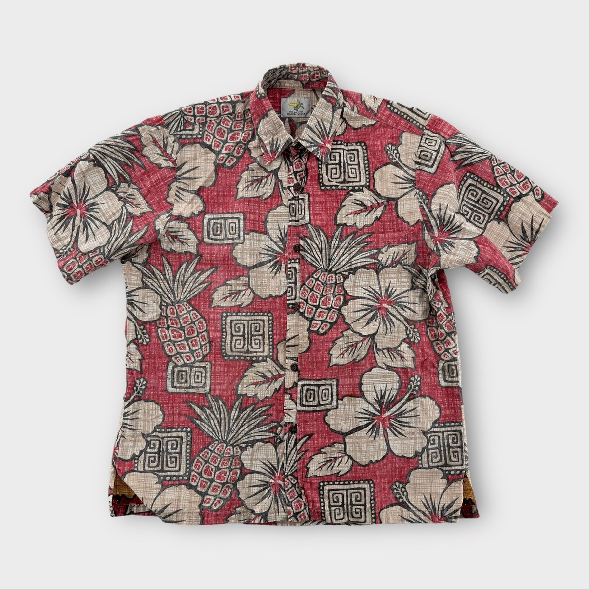 Vintage Ho Aloha Hawaiian Shirt Mens Medium Button Up Floral 