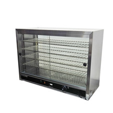 Heated Display Table Top Hot Pie Warmer Glass Door Rear Opening Counter Showc...