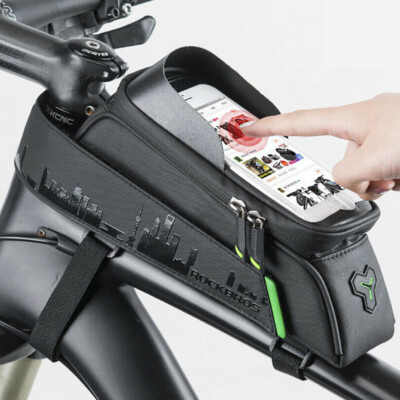 ROCKBROS Bike Front Frame Bag Top Tube Bag Waterproof Phone Holder Case 5.8/6.0''