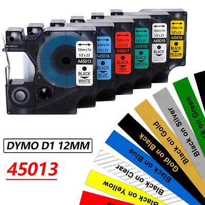 Schriftband für Dymo D1 45013 S0720530 12mm Etikettenband LabelManager 160 280