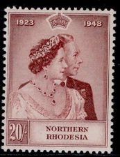 NORTHERN RHODESIA GVI SG49, 20s brown-lake, NH MINT. Cat £120.