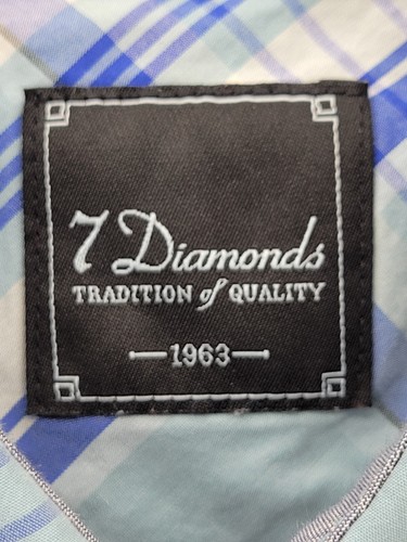 7 Diamanten Hemd Herren groß blau kariert Kurzarm Knopfleiste Taschen adrett - Bild 3 von 9