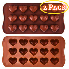 2 Pack Wax Melt Mould Silicone 15 Love Hearts Chocolate Soap Mold Baking