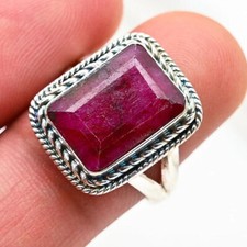 Ruby Gemstone 925 Sterling Silver Statement Handmade Women Rings Jewelry P 005