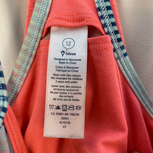 Ivivva By Lululemon Girls 12 Tank Sleeveless Built In Bra Stretch Pink Blue X75 - Picture 7 of 8