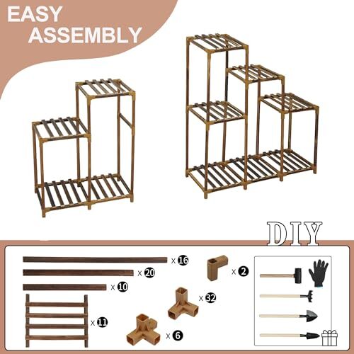 HOMKIRT Plant Stand Indoor Outdoor, 11 Tier Corner Shelf Assorted Item Shapes - Picture 6 of 60