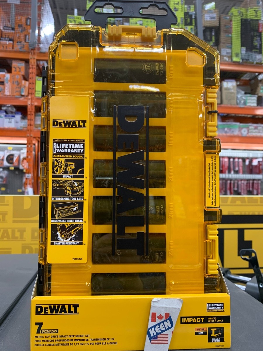 Metric Socket Set DEWALT 7-Piece Deep Impact Socket Set 1/2" Drive ...
