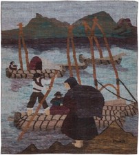Authentic  Wool 4' 2" x 4' 7" Spain Flatweave Rug RNR-9483