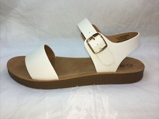 SODA-PLENTY-WHITE PU ONE BAND Casual REFLECTIVE Comfort Women Ankle Strap Sandal