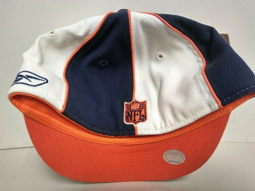 VINTAGE REEBOK DENVER BRONCOS NAVY WHITE ORANGE FITTED HAT WHITE BLUE MEN SZ 7-8 - Picture 4 of 5