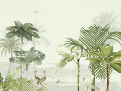 Eijffinger Tapete 317402 Oasis beige grün Vögel Vogel Wandbild Wandpaneele
