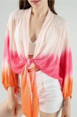 Young Fabulous And Broke Blouse Womens Size Medium Sunset Carmen Boho Front Tie 