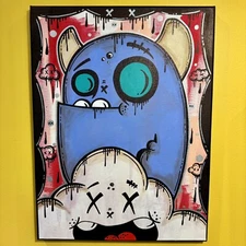 Ghostgrl Graffiti Art ORIGINAL 16x12 CANVAS Pop Modern Outsider Large PAINTING