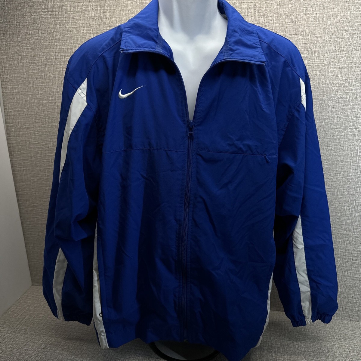NIKE TRACK SUIT Jacket Mens Medium rn#56323 Blue w/White Stripe | eBay