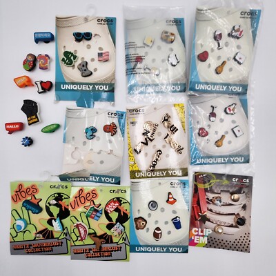 44 NEW PCS +9 Used Croc Shoe Charm Sports Jewels Travel Pins