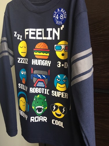 365 KIDS BOYS NAVY BLUE T- SHIRT - SIZE 6- FEELIN'ROBOTIC GROOVY HUNGRY COOL-NWT - Picture 3 of 5