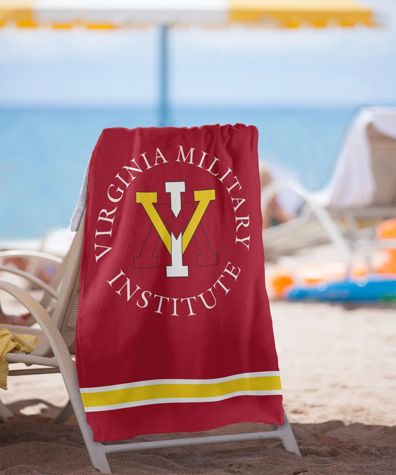 Toalla de playa/toalla de baño del Instituto Militar de Virginia, rayas de 30"x60" Foto 2 de 4
