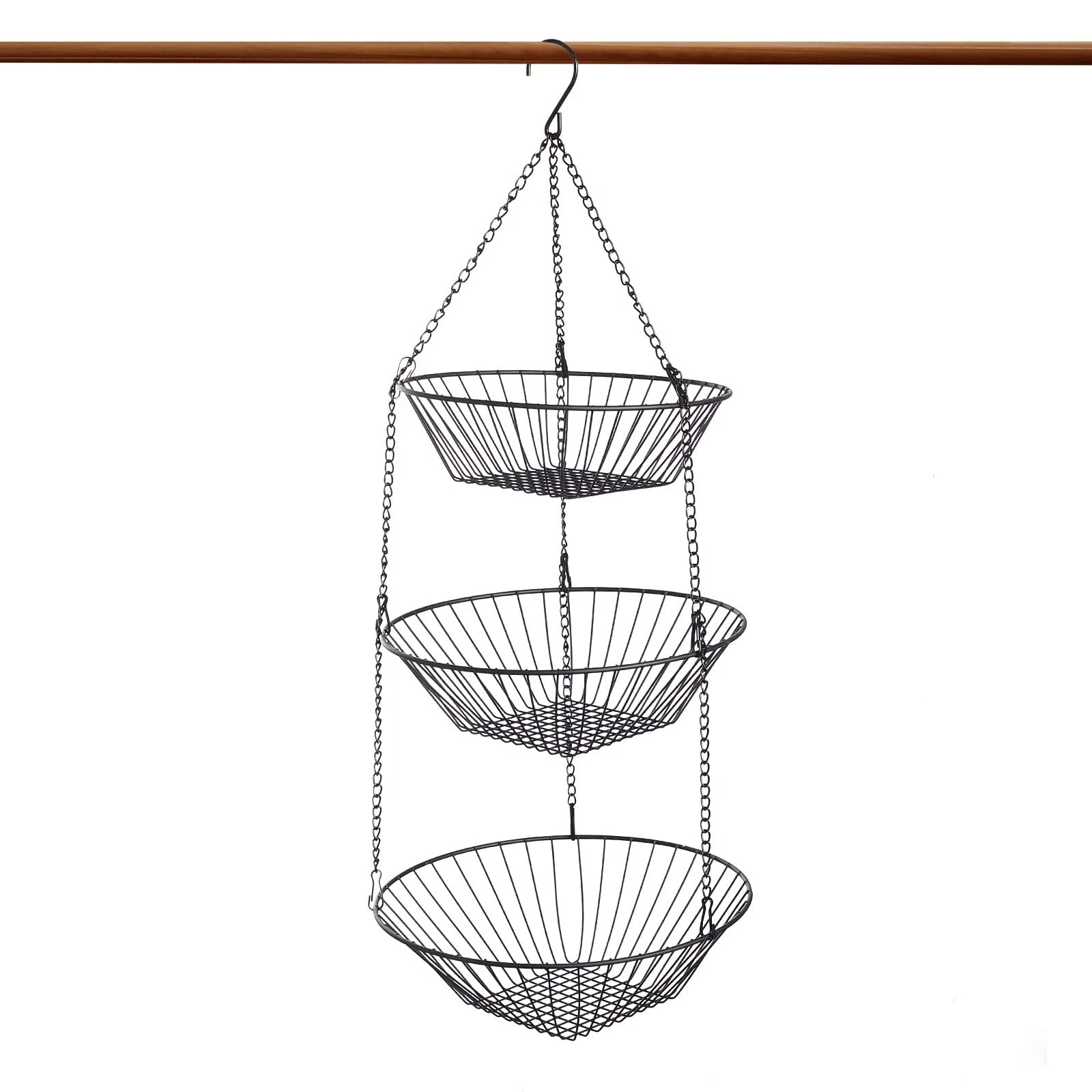 3-Tier Wire Fruit Hanging Basket, Kitchen Bathroom Storage Organization Baske...