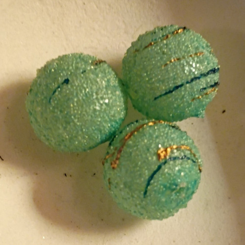 Green Crackle Round Bead Set with Gold & Blue Accents for Jewelry Making