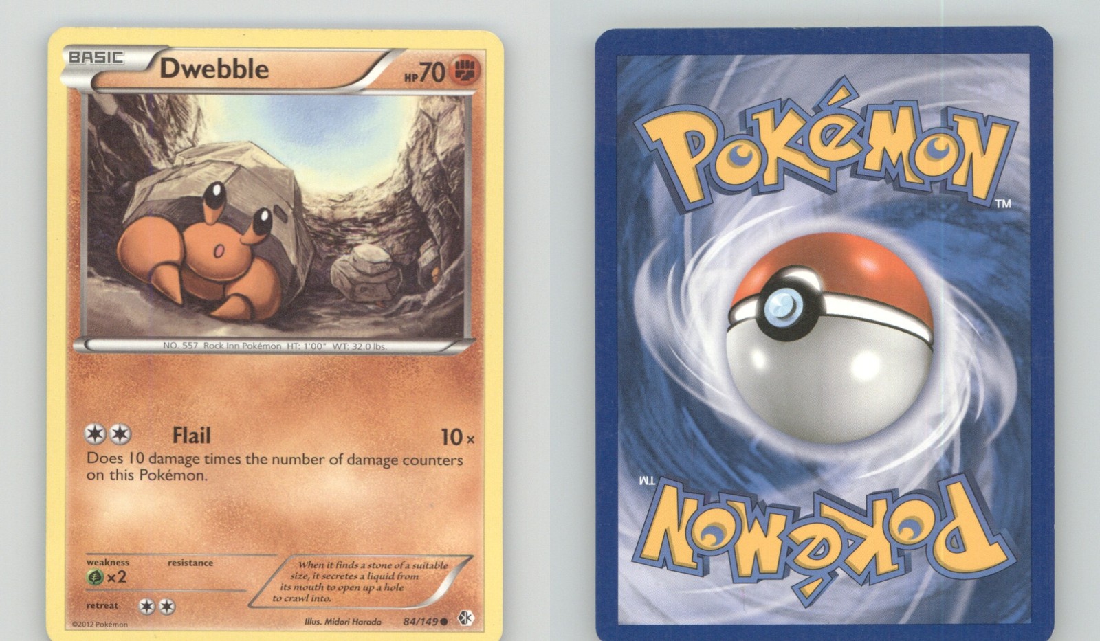 DWEBBLE 84/149 COMMON BOUNDARIES CROSSED POKEMON LIGHTLY PLAYED