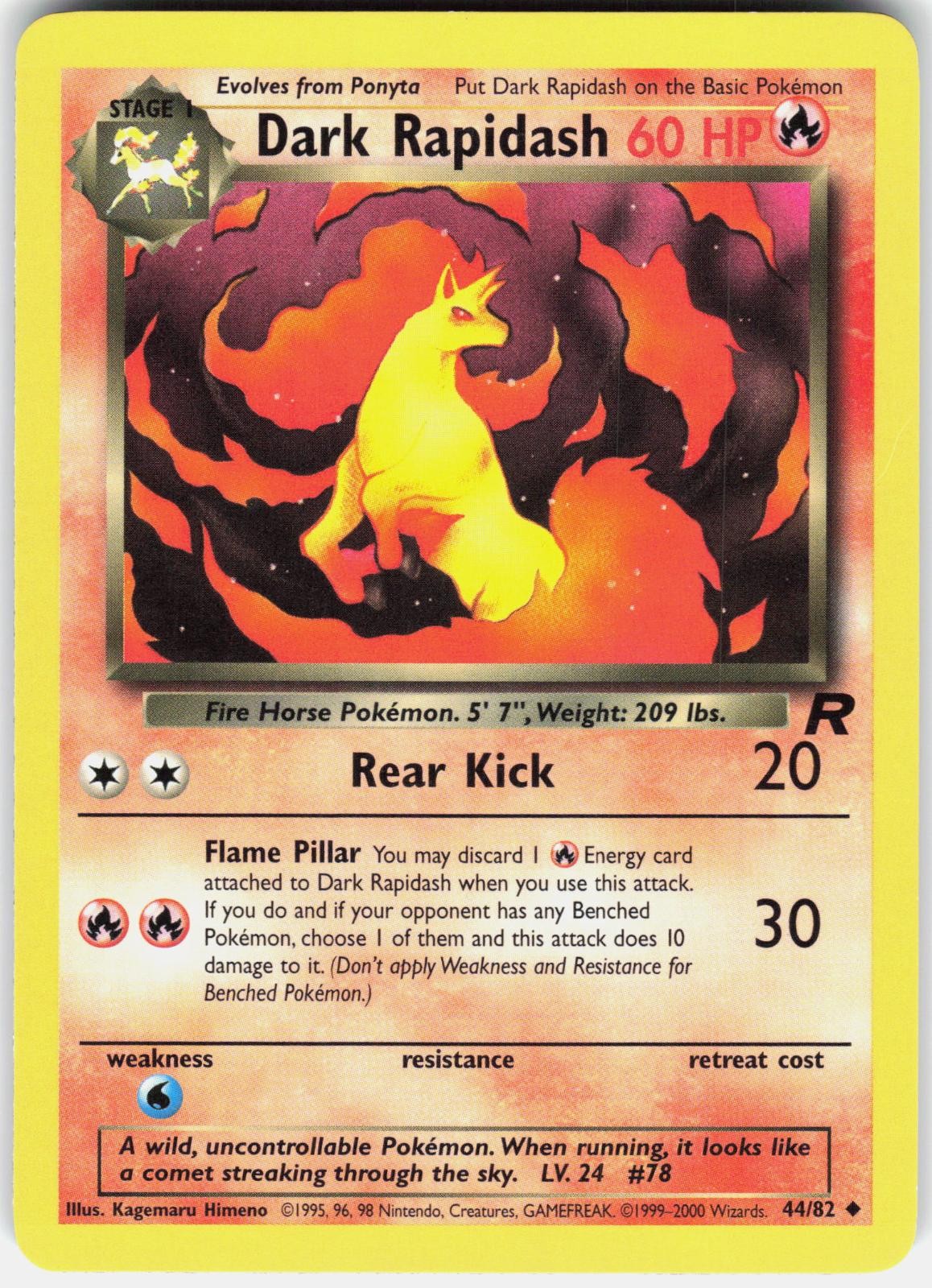 Dark Rapidash 44/82 Uncommon Team Rocket Pokemon Unlimited Lightly Played