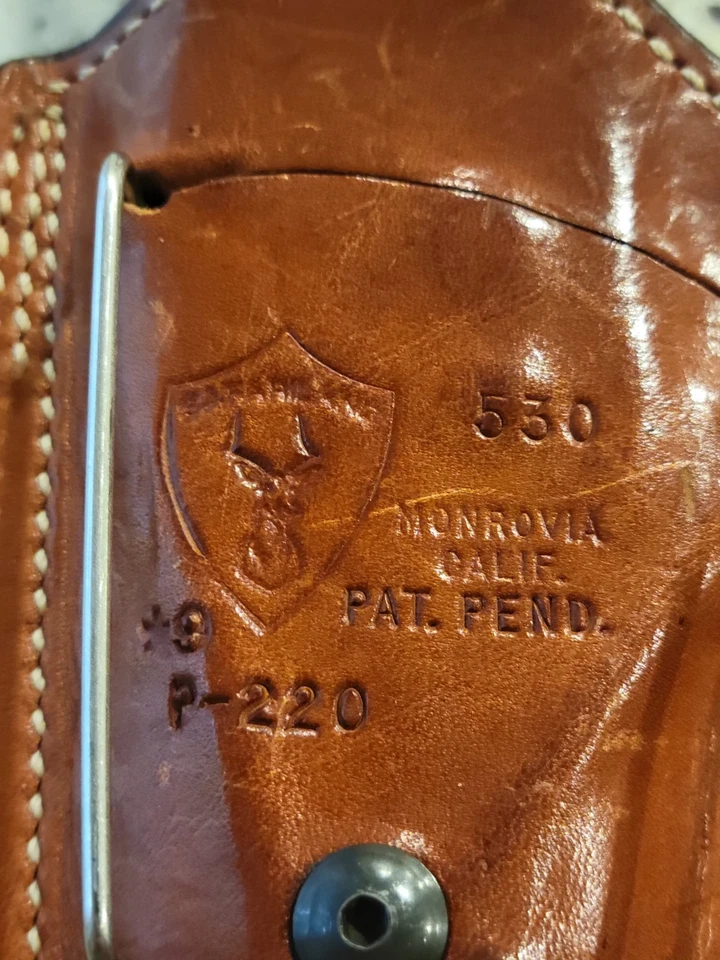 Funda de pistola de cuero Safariland 530 Klipspringer clip resorte Sig Sauer P220 P-220 Foto 3 de 4