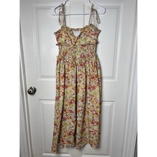 ASOS Tiered Cami Midi Dress in Soft yellow orange floral garden wedding size 4