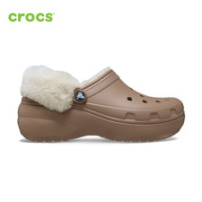 NEW CROCS Classic Platform Fuzz Lined Clog 212854 Latte