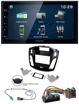 Kenwood 2DIN Bluetooth MP3 USB DAB Autoradio für Ford Focus 2014-2018 schwarz - Bild 1 von 4