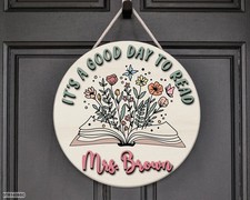 Teacher Classroom Door Wooden Sign with Rope Back to School Decor Gift