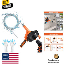 Drain Auger, Clog Remover with Drill Adapter, 25 Feet Flexible Plumbing Snake