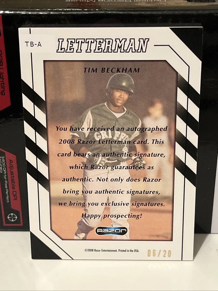 2008 Razor Autograph Letterman Tim Beckham Tampa Bay Rays - Image 2 of 2