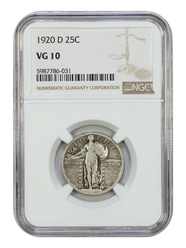 1920-D 25C NGC VG10 - Standing Liberty Quarter
