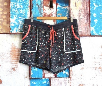 Women's Secret Treasures Leopard Pockets Casual Pajamas LARGE Charcoal Stars NEW
