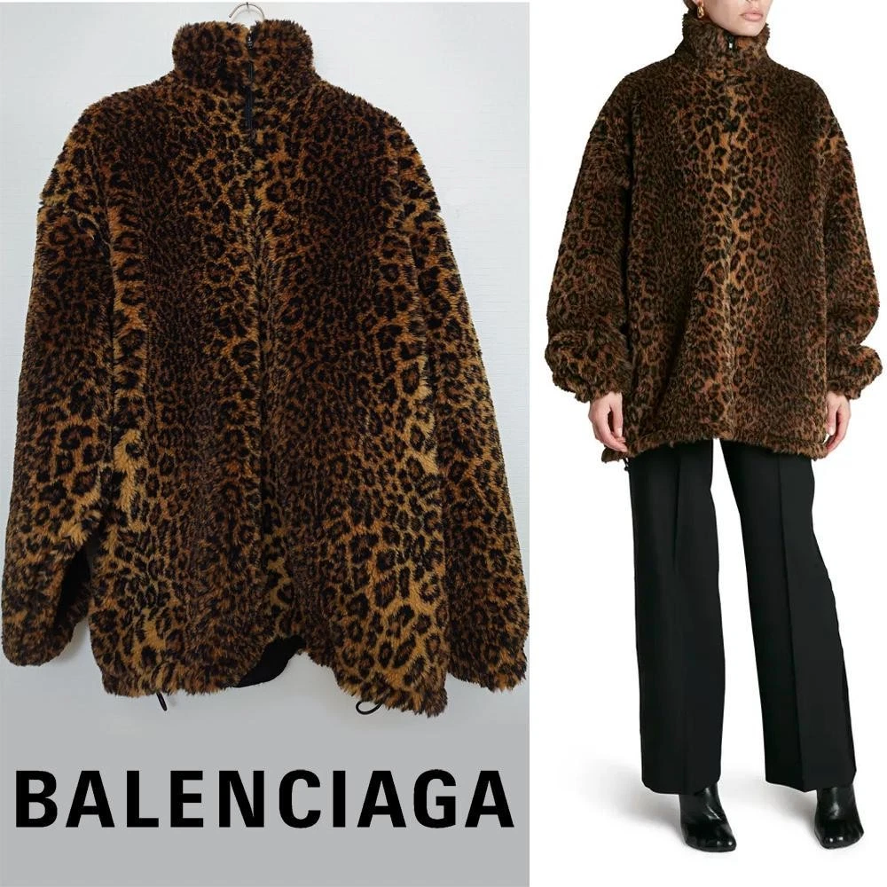 Balenciaga giacca pelliccia leopardata 34 cappotto oversize