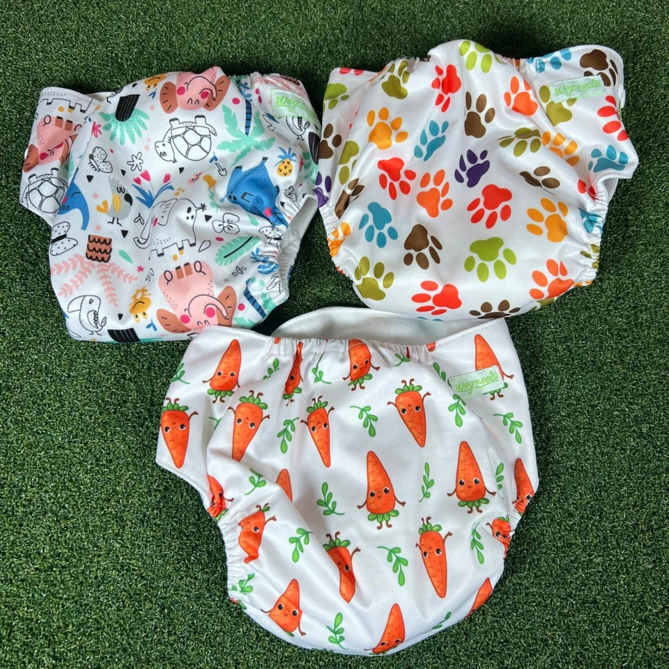 Paquete de 3 fundas de pañales de tela Wegreeco reutilizables lavables ajustables Foto 2 de 4