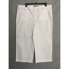 Lauren Ralph Lauren Stretch Chino Pant Women's 20W Cropped Wide Leg White NEW