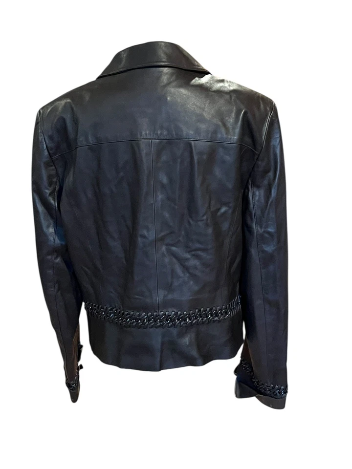 Chaqueta de cuero marrón Carlisle detalle de cadena Whipstitch ~ para mujer talla 14 Foto 3 de 4