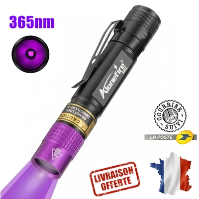Lampe Stylo UV 365nm 3W Détecteur Taches Urine Billet Minéraux Étanche CE + Pile - Photo 1/4