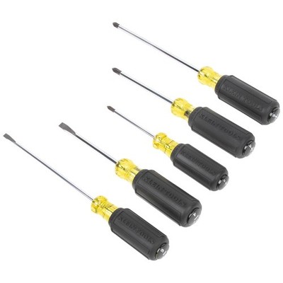 Klein Tools 5 Piece Screwdriver Set Precision Tips Cushion Grip Made in USA