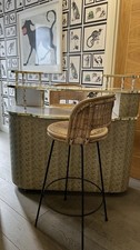 Vintage Retro 70’s Home Cocktail Bar + 2 Rattan Bar Stools