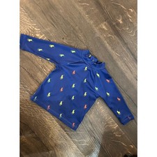 Ralph Lauren Baby Blue Polo Horse Rash Guard Swim Shirt Size 3-6M